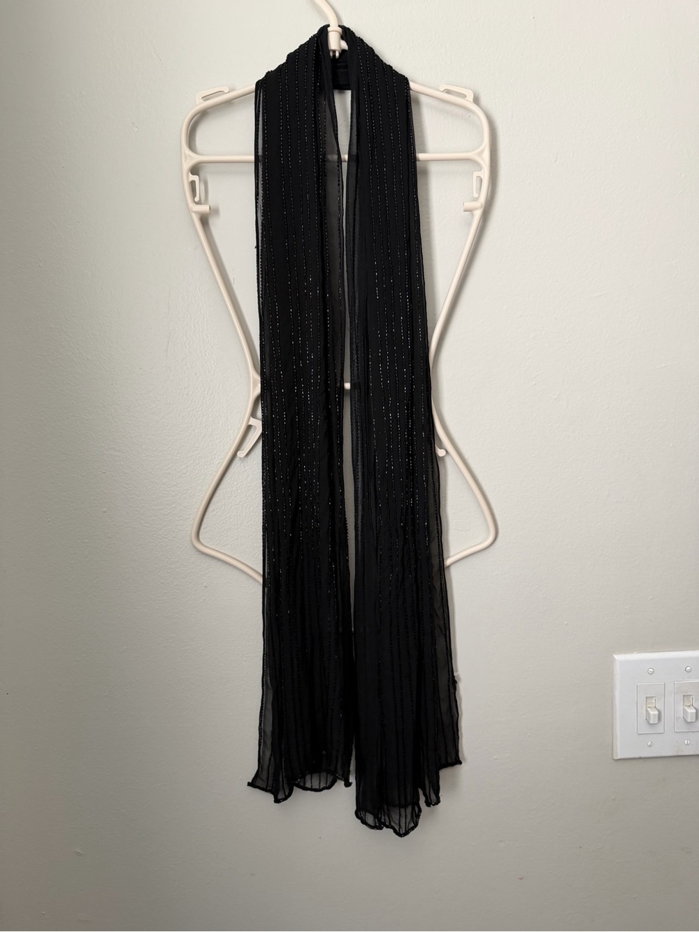 Source Unknown Black Evening Scarf with Sparkle Detail